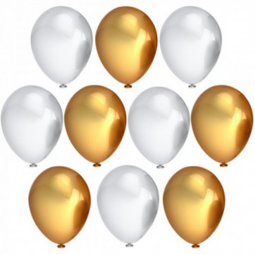 Balony Metaliczne Perła Złoto 10szt
