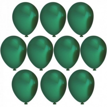Balony Zielone Metaliczne Butelkowa Zieleń 10 Sztuk
