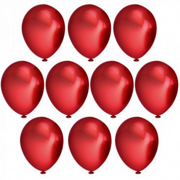 Balony Na Walentynki 10 szt Czerwone Metaliczne