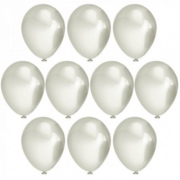 Balony Metaliczne Białe Po 10 Sztuk Urodziny Ślub