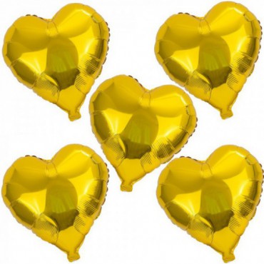 Balon Foliowy Złote Serce 5szt