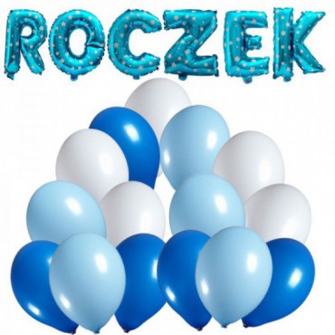 Zestaw Napis Roczek Niebieski Gwiazdki + 15 mix