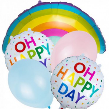 Zestaw Balonów Z Tęczą Urodziny 5szt