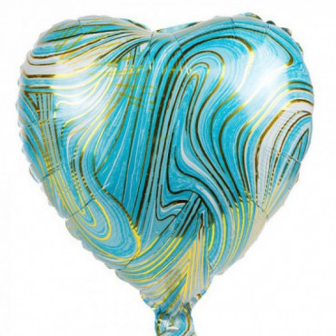 Balon Marmurowy Serce Niebieski