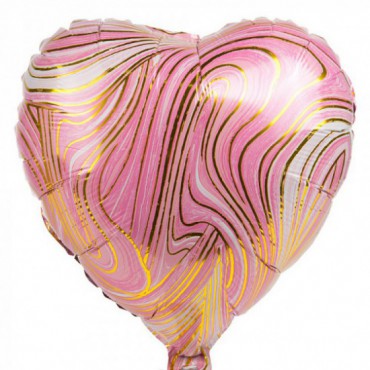 Balon Marmurowy Serce Różowy