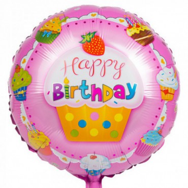 Balon Foliowy Happy Birthday Róż