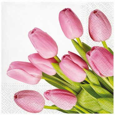 Serwetki Tulipany Różowe 20szt