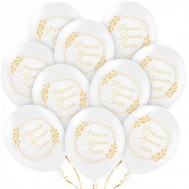 Balony Białe Pastelowe Pierwsza Komunia Święta 10szt