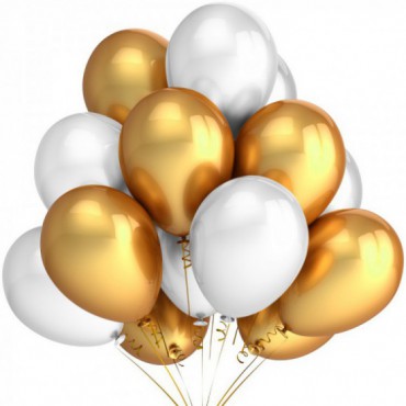 Balony Metalik Białe-Złoto 25szt