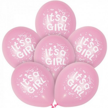 Balony Lateksowe Różowe It's A Girl 6szt