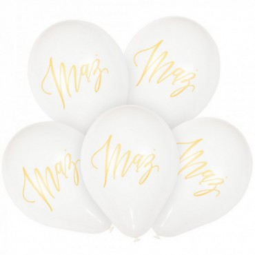 Balony Lateksowe Białe "Mąż" 5szt