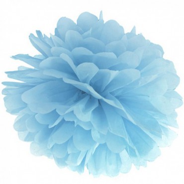 Pompon Kwiat Bibułowy Niebieski 35cm