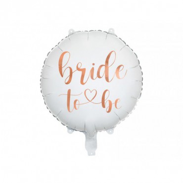 Balon Foliowy Biel Napis Bride To Be RoseGold
