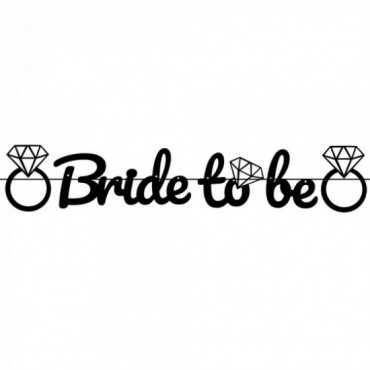 Baner Bride To Be Z Pierścionkami Czarny