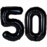 Zestaw Balonów 50 Czarna Baner Gwiazdki Personalizowany