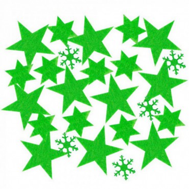 Zestaw Gwiazdki Śnieżynki Zielone Filc 25szt