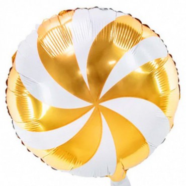 Balon Foliowy Cukierek Biel-Złoto