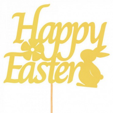 Topper Happy Easter Zając Jasno Żółty