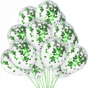 Balony Crystal/Konfetti Zielone 25szt