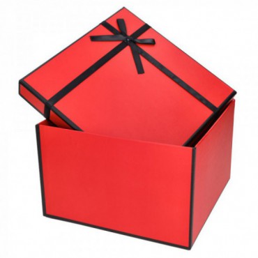 Pudełko Kwadratowe Czerwień-Kokardka Średnie
