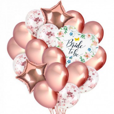 Zestaw Balonów Rosegold Serce W Kwiaty Wieczór Panieński