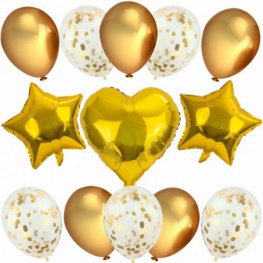 Zestaw 13szt Balonów Złotych