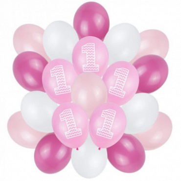 Zestaw Balonów Urodziny 1 Różowy