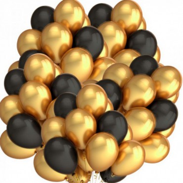 Balony Metaliczne 50szt Złoto Czerń