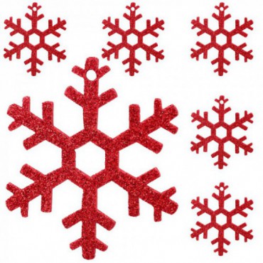 Zestaw Śnieżynek Pianka Brokatowa Czerwień 6szt