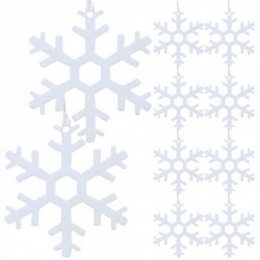 Śnieżynki Białe Z Filcu Zawieszki 8cm 10szt