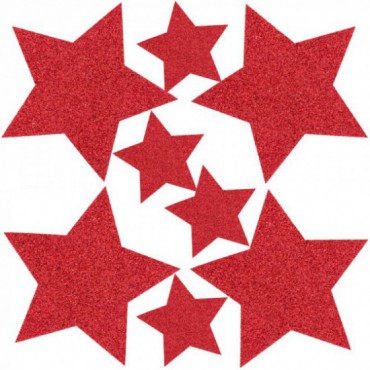 Zestaw Gwiazdek Brokat 8szt Czerwień
