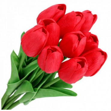 Tulipany Silikonowe 10szt Czerwony