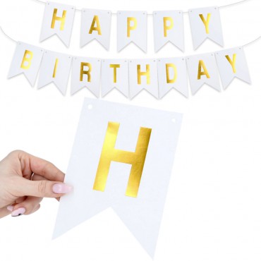 Baner Papierowy Happy Birthday Biel KR548A