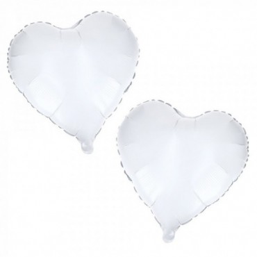 Balon Foliowy Serce Białe 45cm 2szt
