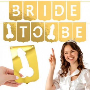 Baner Bride To Be Złoto