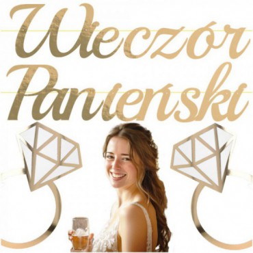 Zestaw Wieczór Panieński Baner+Pierścionki Złoto