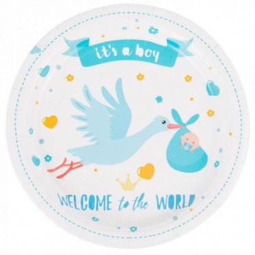 Talerzyki Baby Shower Welcome To The World Boy - 6szt