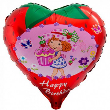 Balon Foliowy Serce Truskawka Happy Birthday