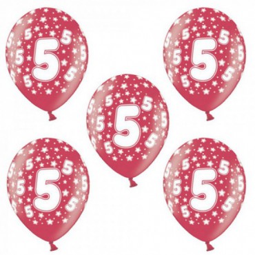Balony Na Urodziny Cyferka 5 Mix 5szt