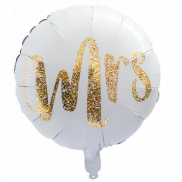 Balon Foliowy Biały Nadruk "MRS" 45cm